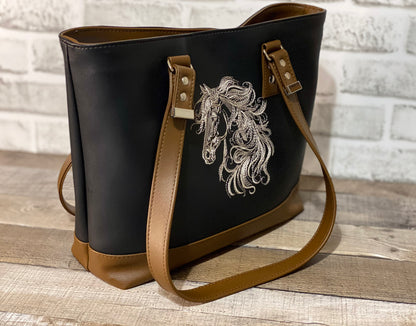 Big B Tote - Embroidered Horse