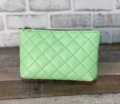 Mint green quilted pouch