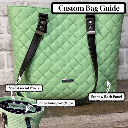 Big B Quilted Mint Tote and Matching Pouch Set